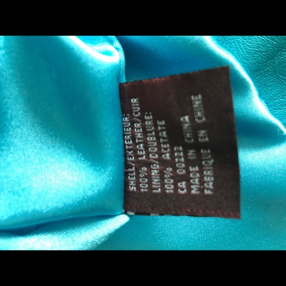 Vintage Genuine Leather Jacket- Turquoise Jacket - Picture 6 of 7